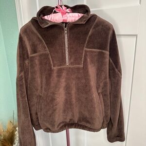 Grade and Gather Small NWT Velvet Half Zip Pullover Brown